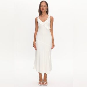 Selfie Leslie White Backless Ruffle Dress